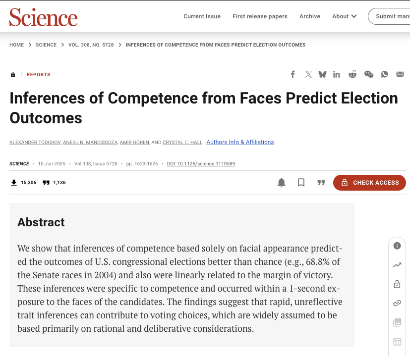 Inferences of Competence from Faces Predict Election Outcomes